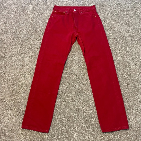 Vintage Levis 501xx Straight Leg Jeans Mens 31x32 Red Classic Rockstar Denim USA - Picture 1 of 6